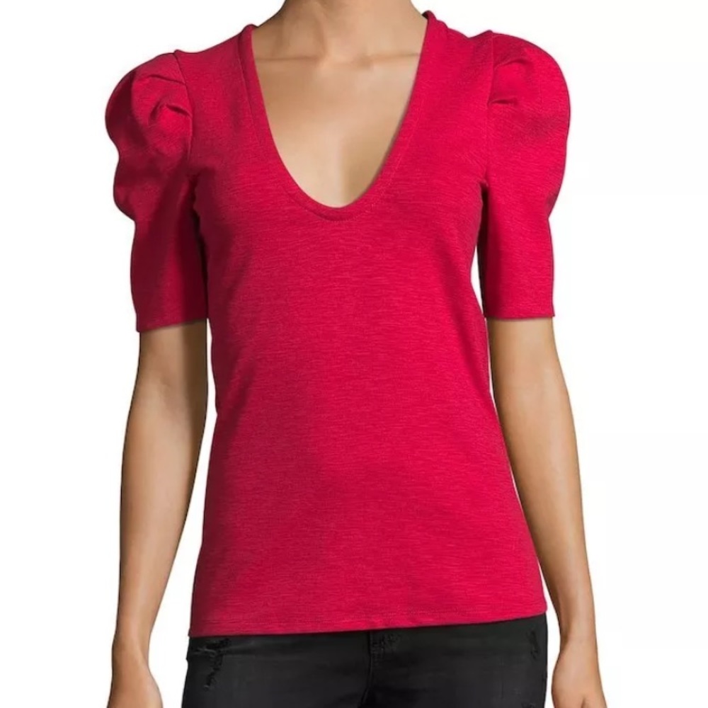 Free People Ellery Solid Tee- Red - XS - NWT